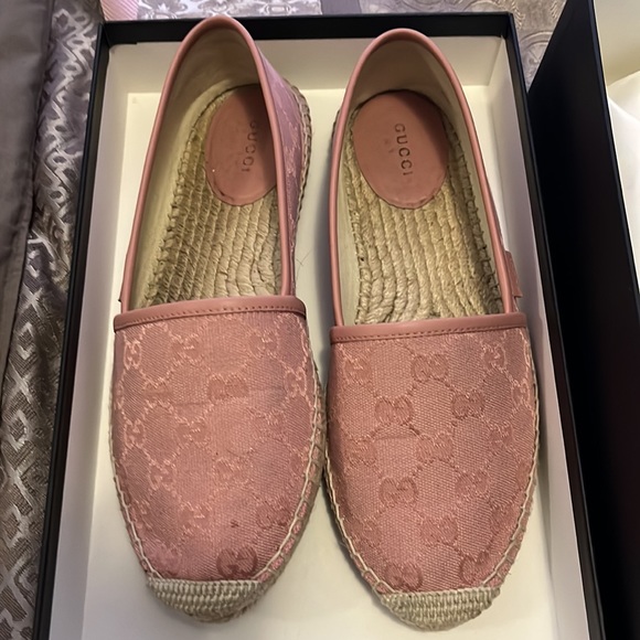 Gucci GG Canvas Pink Espadrilles Size 8 1/2 - Picture 2 of 7